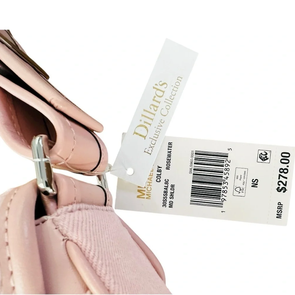 Michael Kors Colby Medium Shoulder Bag Rosewater Pink NWT Logo Canvas